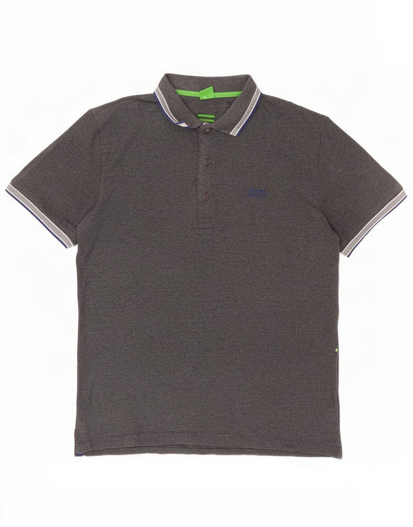 Hugo Boss Mens Polo Shirt Large Grey Cotton