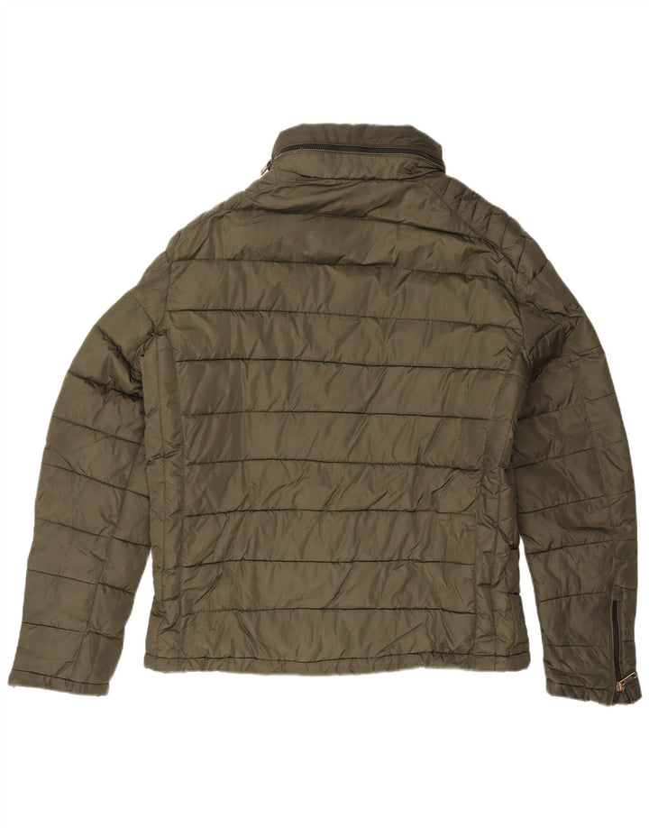 Zara Mens Hooded Padded Jacket UK 40 Large Khaki Nylon