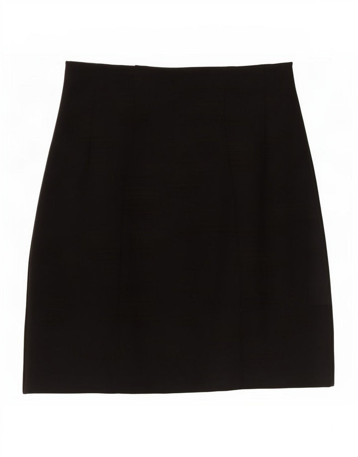 Marks & Spencer Damen Minirock UK 10 Small W27 Schwarze Viskose
