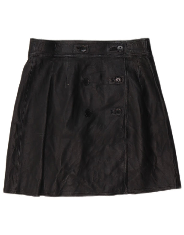 Vintage lædernederdel til kvinder W28 Medium Black