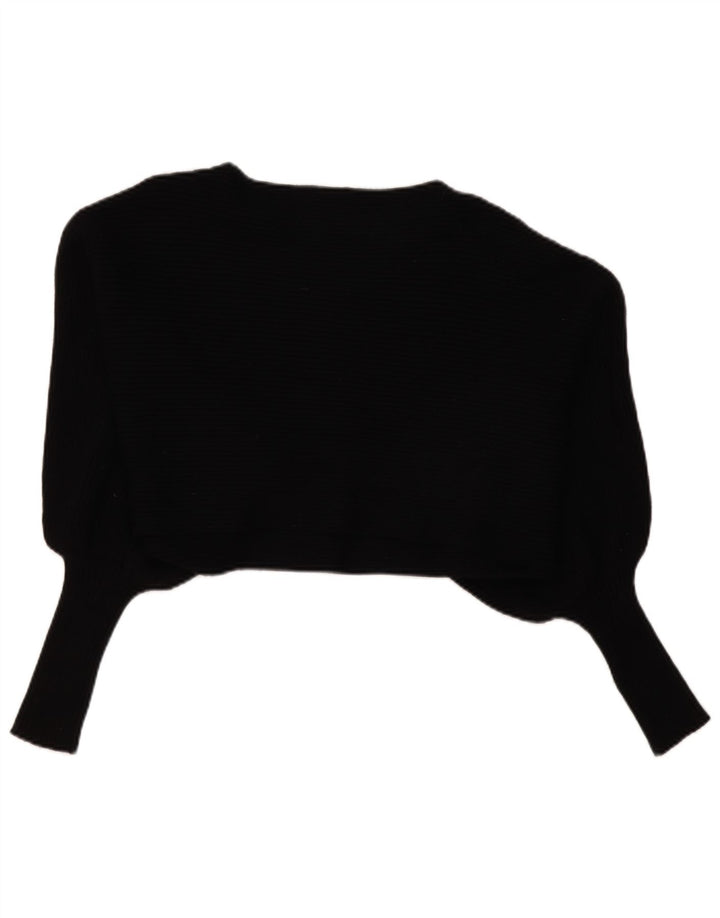 Zara Womens Oversized Crop Batwing Top Long Sleeve UK 14 Medium Black
