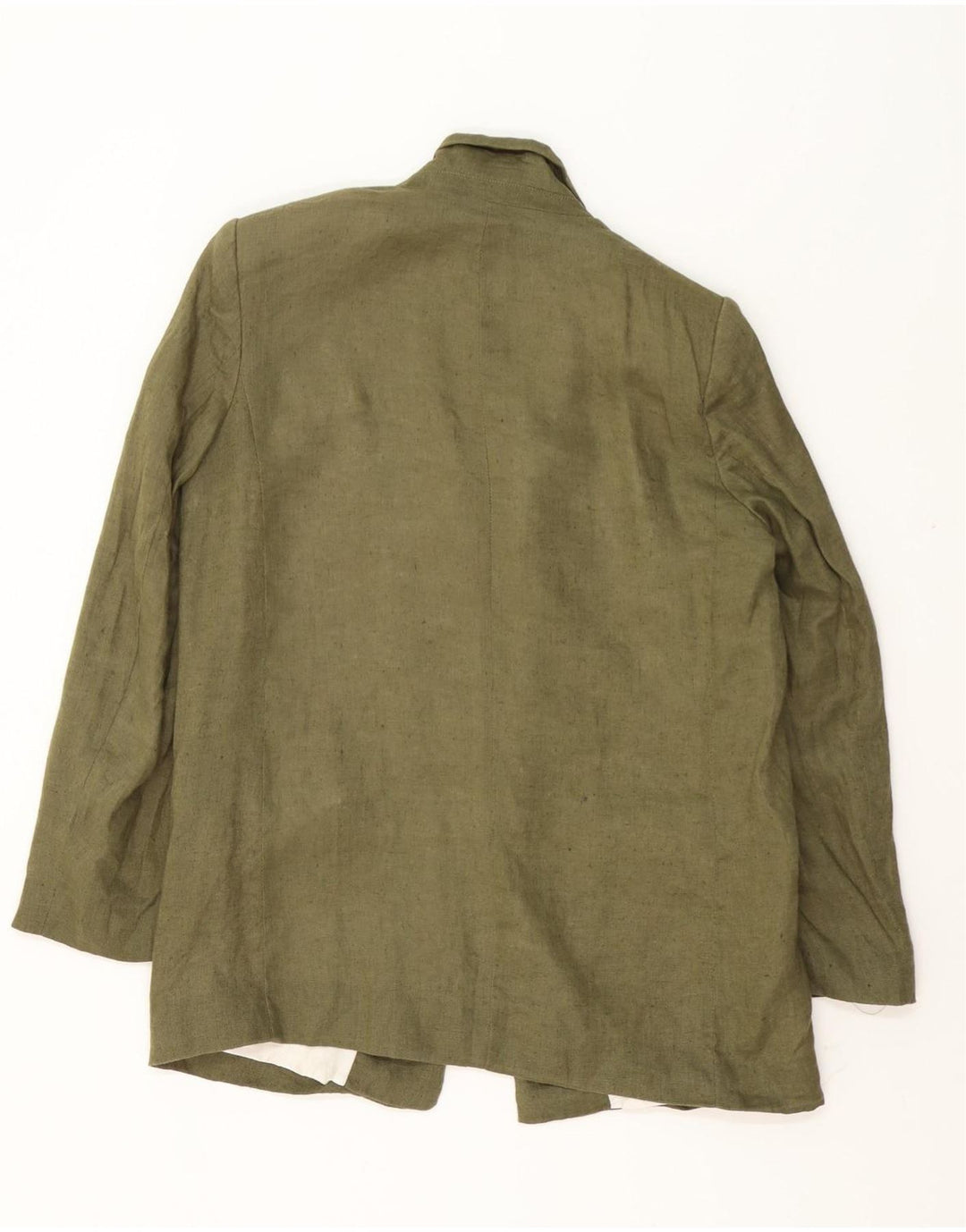 Zara Womens Open Blazer Jacket UK 16 Large Khaki Linen