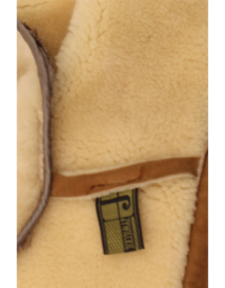 Giacca vintage in montone doppio petto da uomo IT 56 3XL Marrone