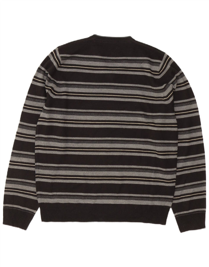 Marks & Spencer Mens Autograph V-Neck Jumper Sweater Medium Black Striped