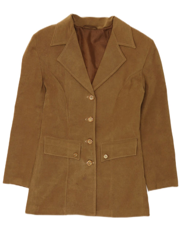 Vintage Womens 4 Button Blazer Jacket UK 10 Small Khaki