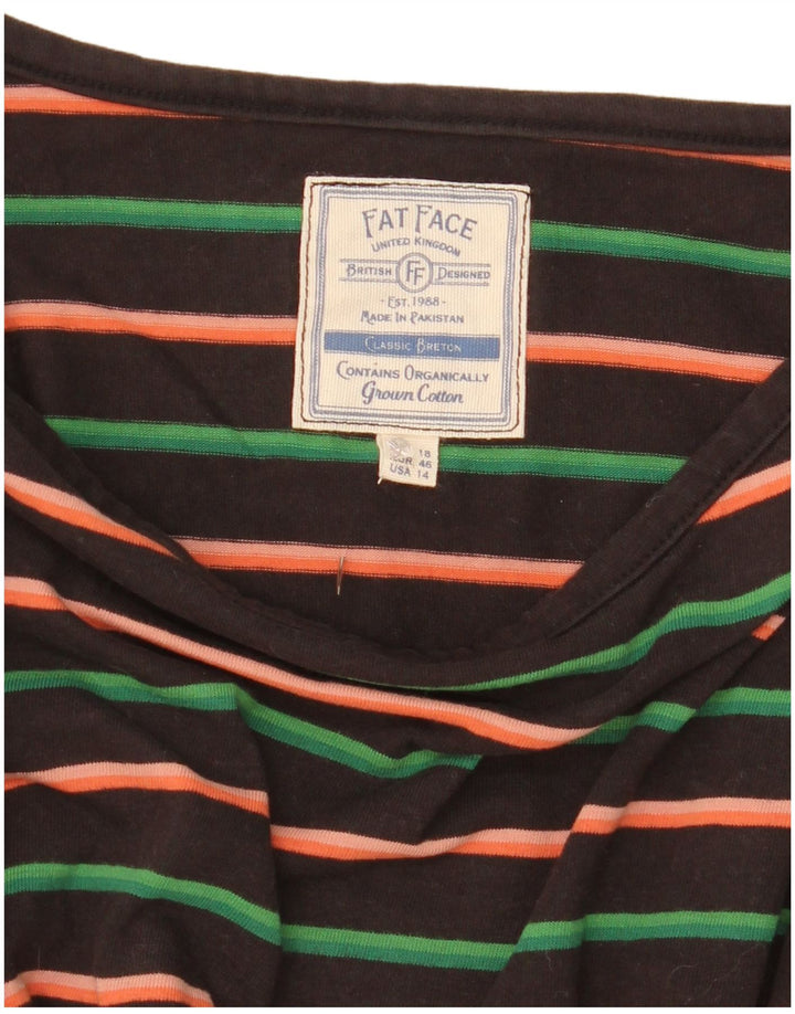 Fat Face Womens Top Long Sleeve UK 18 XL Black Striped