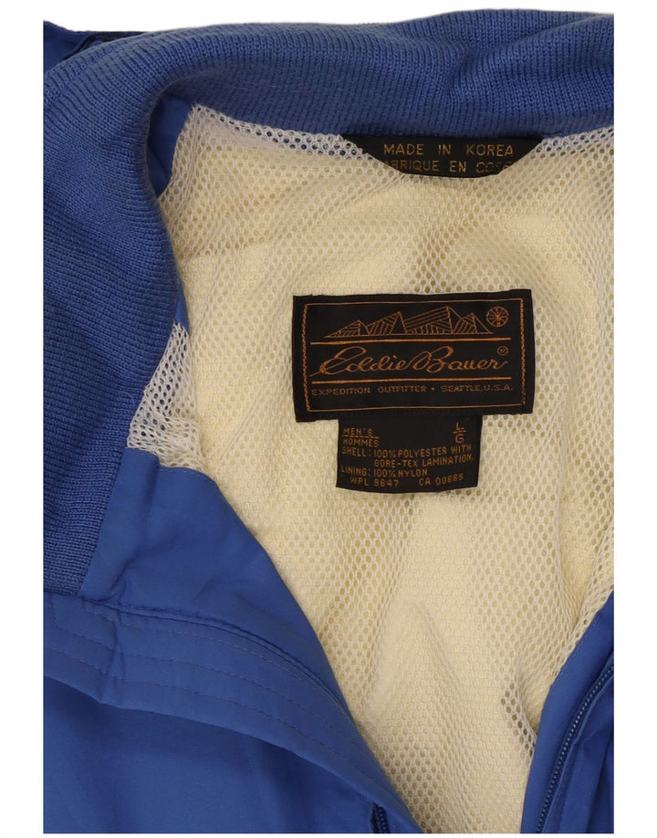 Eddie Bauer Mens Hooded Rain Jacket UK 40 Large Blue Polyester