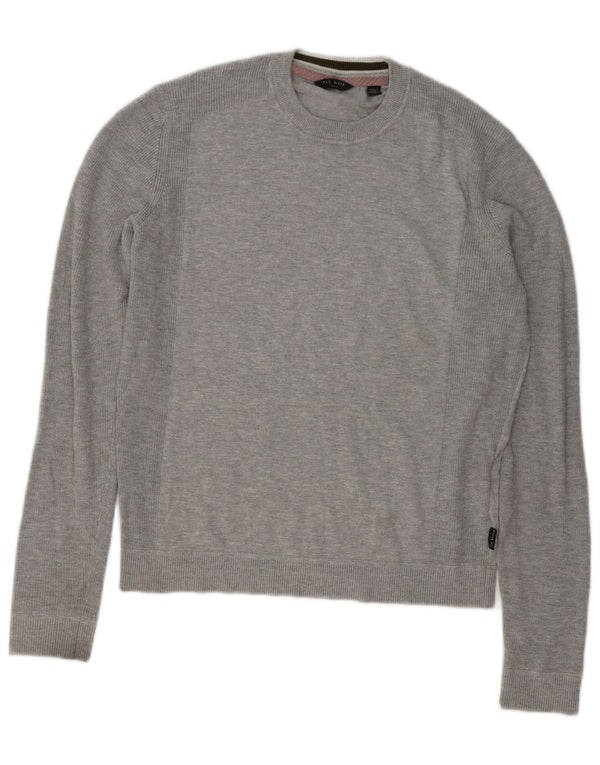Ted Baker Mens Crew Neck Jumper Sweater Medium Grey Cotton