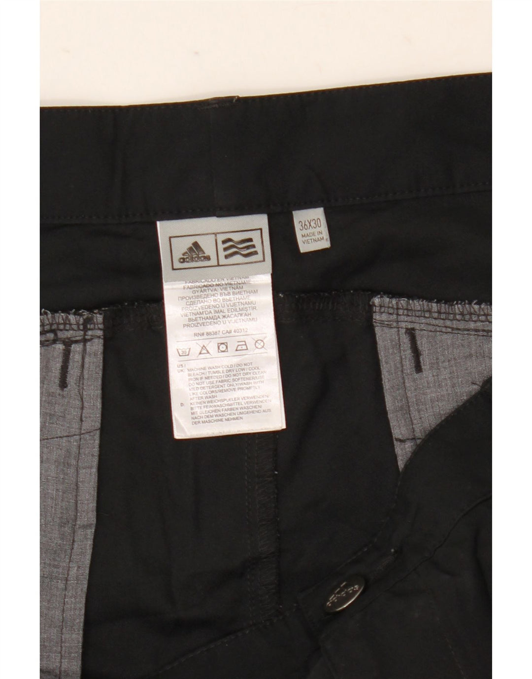 Adidas Mens Slim Chino Trousers W36 L30 Black Polyester