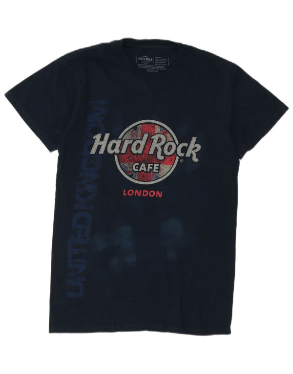 Hard Rock Cafe Mens London Graphic Camiseta Top XS Azul Marino Algodón
