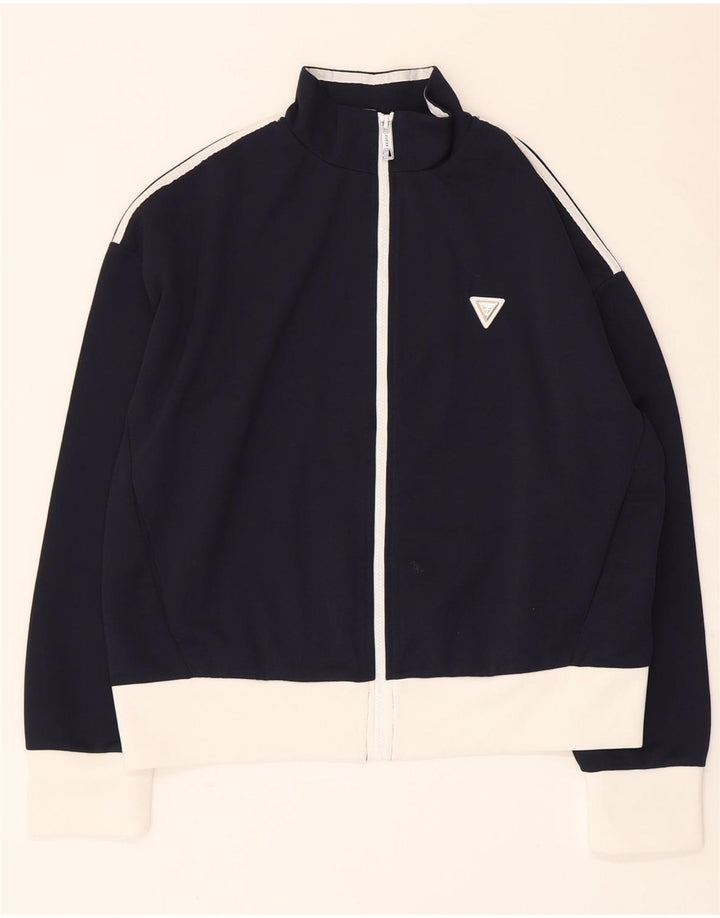 Guess Womens Tracksuit Top Jacket UK 16 Large Navy Blue Colourblock