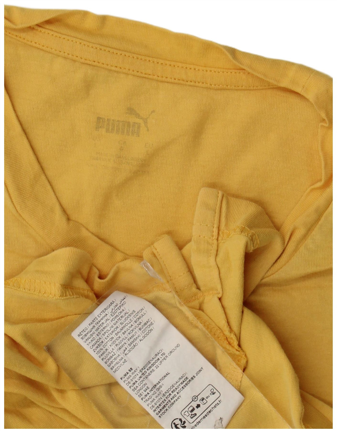 Puma Mens Graphic T-Shirt Top Large Yellow Cotton