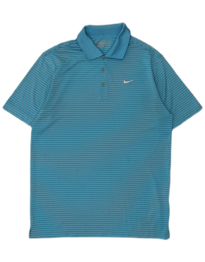 Polo Nike da uomo Dri Fit in poliestere gessato blu medio