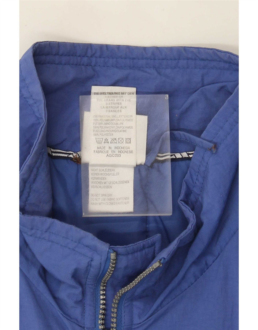 Adidas Mens Windbreaker Jacket UK 42/44 Large Blue Polyester