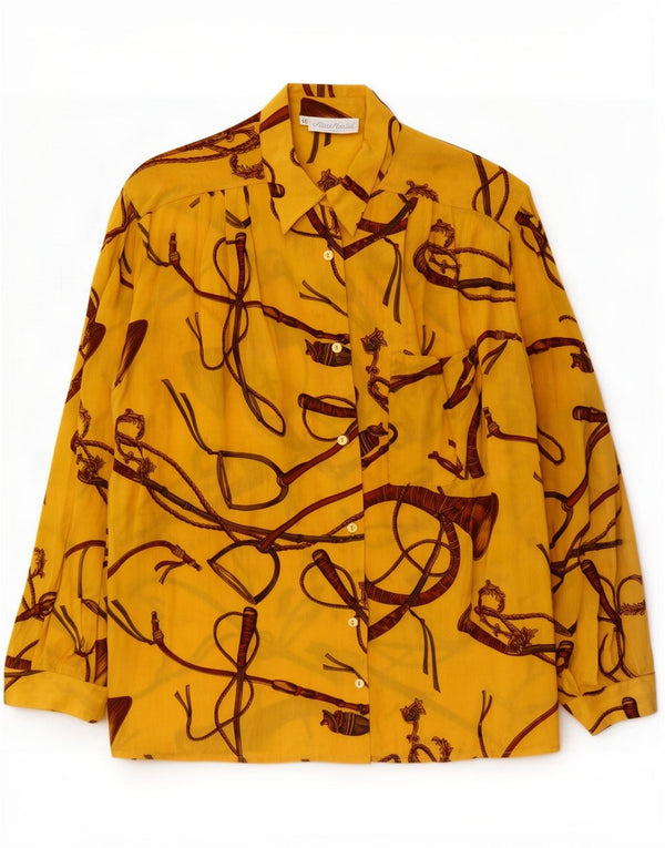 Vintage Womens Abstract Pattern Shirt Blouse IT 46 Large Yellow