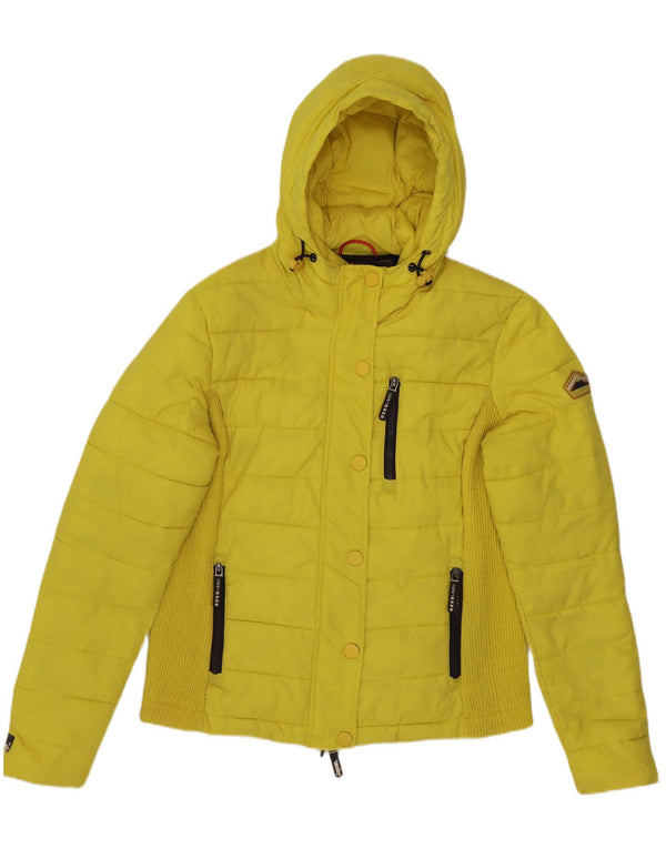Superdry Damen-Jacke mit Kapuze, gepolstert, UK 18, XL, gelbes Nylon