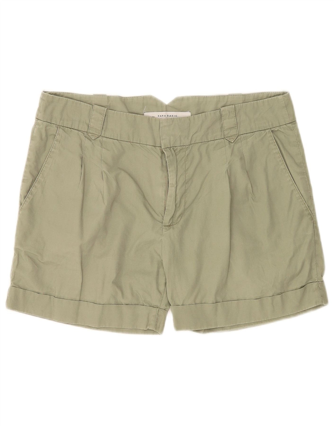 Zara Womens Pegged Chino Shorts Medium W28 Green Cotton