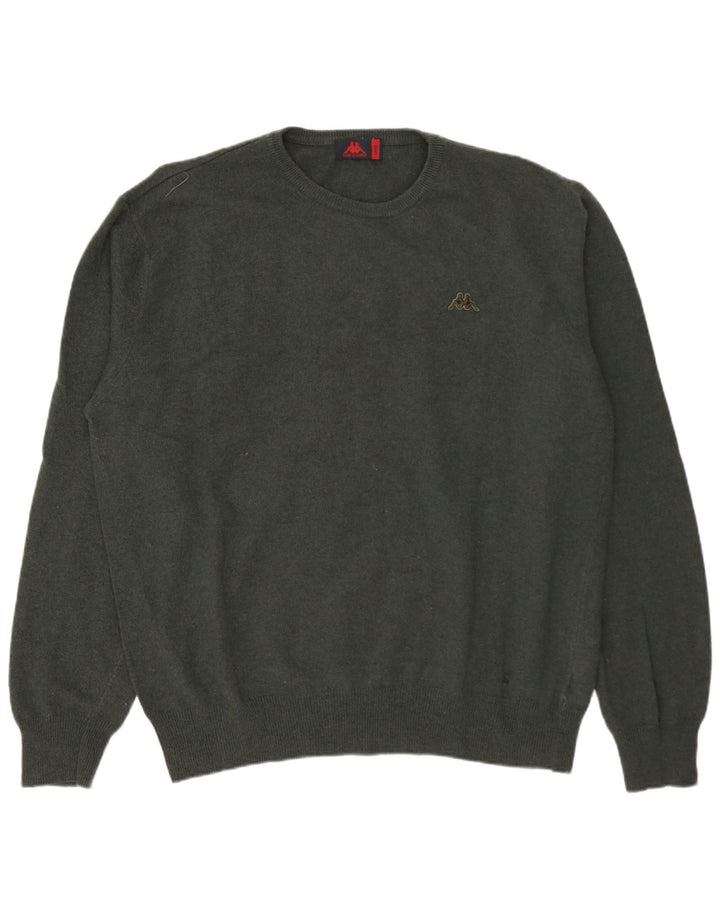 Kappa Mens Crew Neck Jumper Sweater Large Green Lambswool