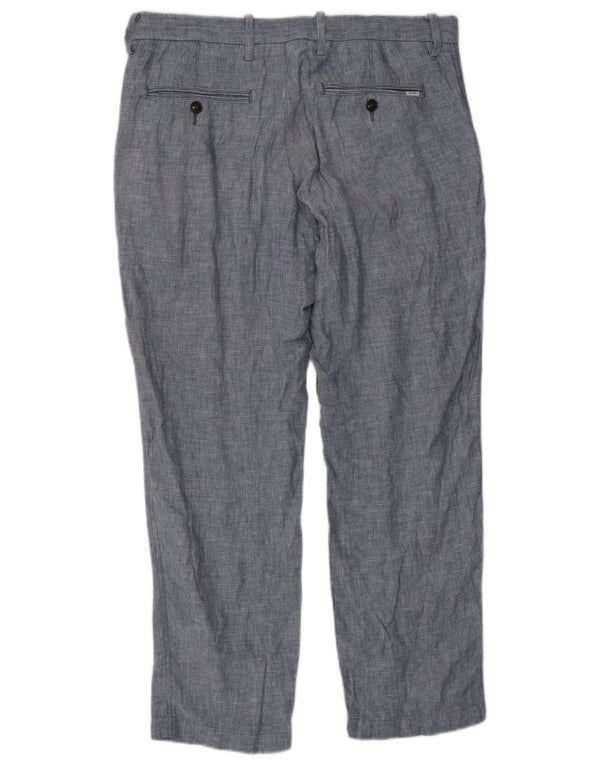 Marks & Spencer Maßgeschneiderte, gerade Anzughose für Herren, W32, L29, blaues Leinen