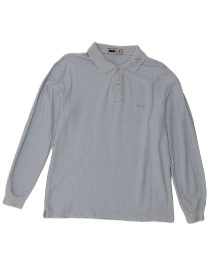Fila Mens Long Sleeve Polo Shirt Small Blue Cotton
