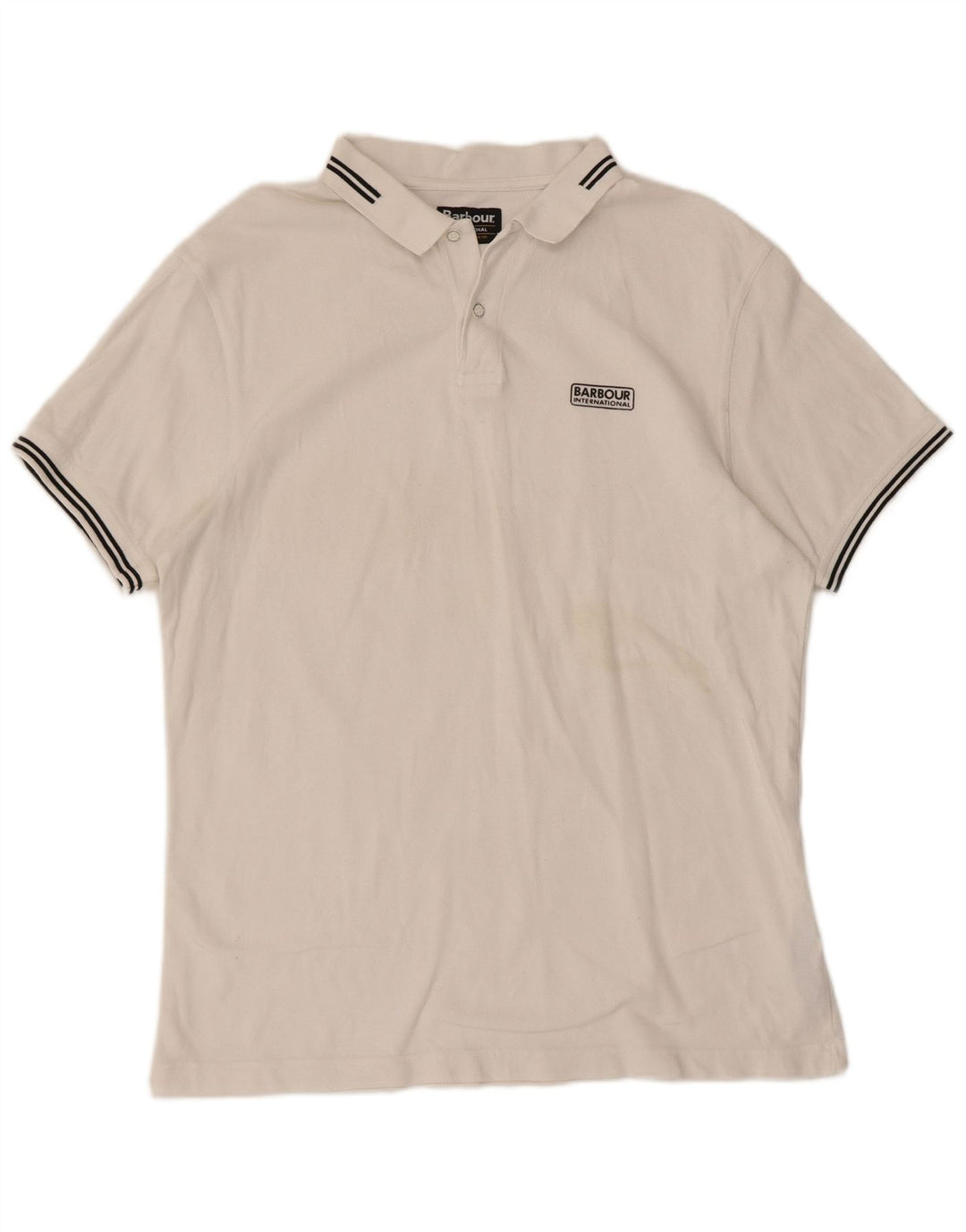 Barbour Mens Polo Shirt Large White Cotton