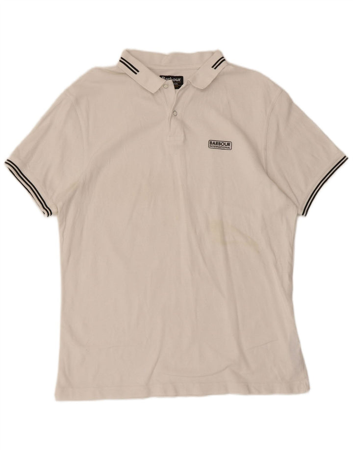 Barbour Mens Polo Shirt Large White Cotton