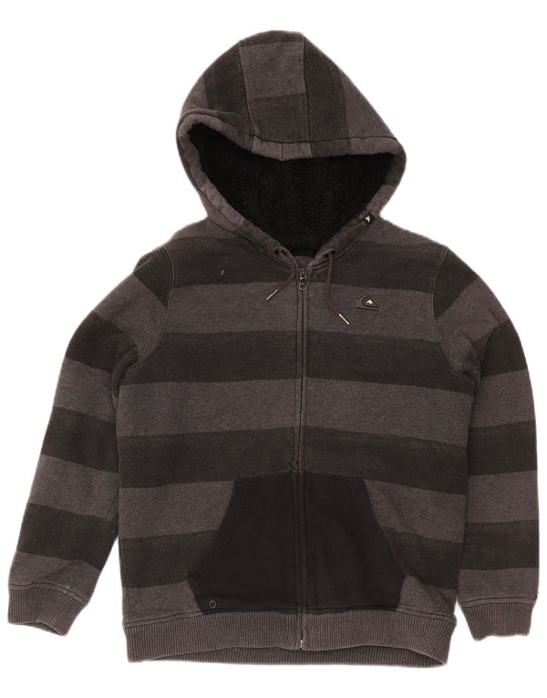 Quiksilver Boys Zip Hoodie πουλόβερ 13-14 ετών Γκρι ριγέ βαμβακερό