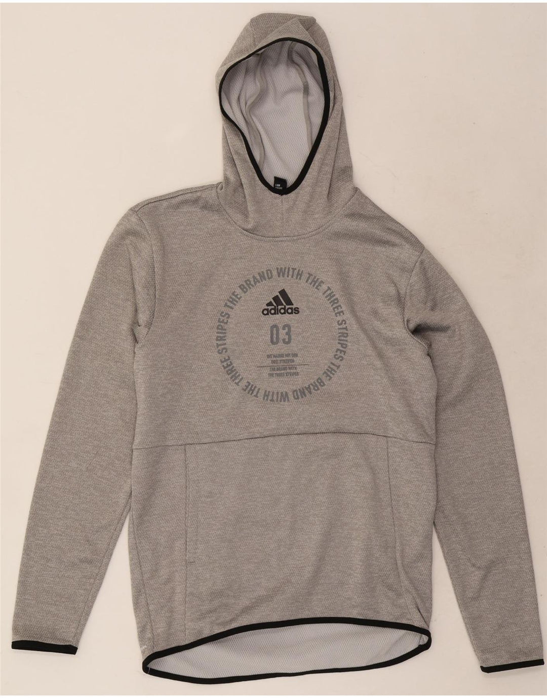 Adidas Hombre Sudadera Con Capucha Gráfica Jersey Pequeño Gris Poliéster