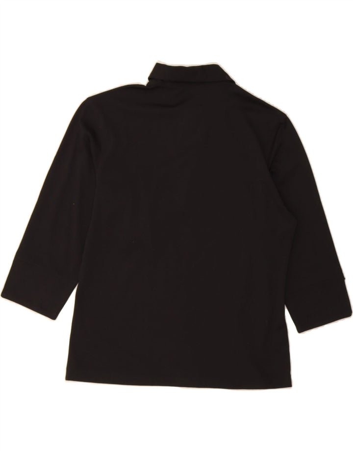 LEE Womens 3/4 Sleeve Polo Shirt UK 14 Large Black Polyester Vintage Lee and Second-Hand Lee from Messina Hembry 