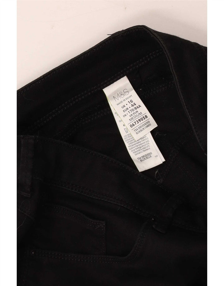 Marks & Spencer Womens Bootcut Jeans UK 16 Large W34 L26 Black Cotton