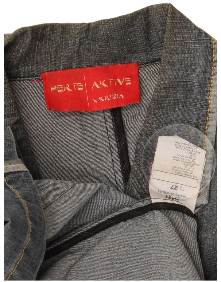 PERTE BY KRIZIA Womens 3 Button Denim Blazer Jacket UK 14 Large Blue