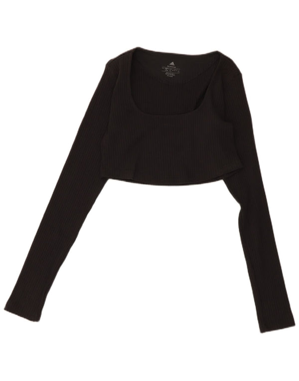 Adidas Womens Long Sleeve Crop Top UK 14 Large Grey