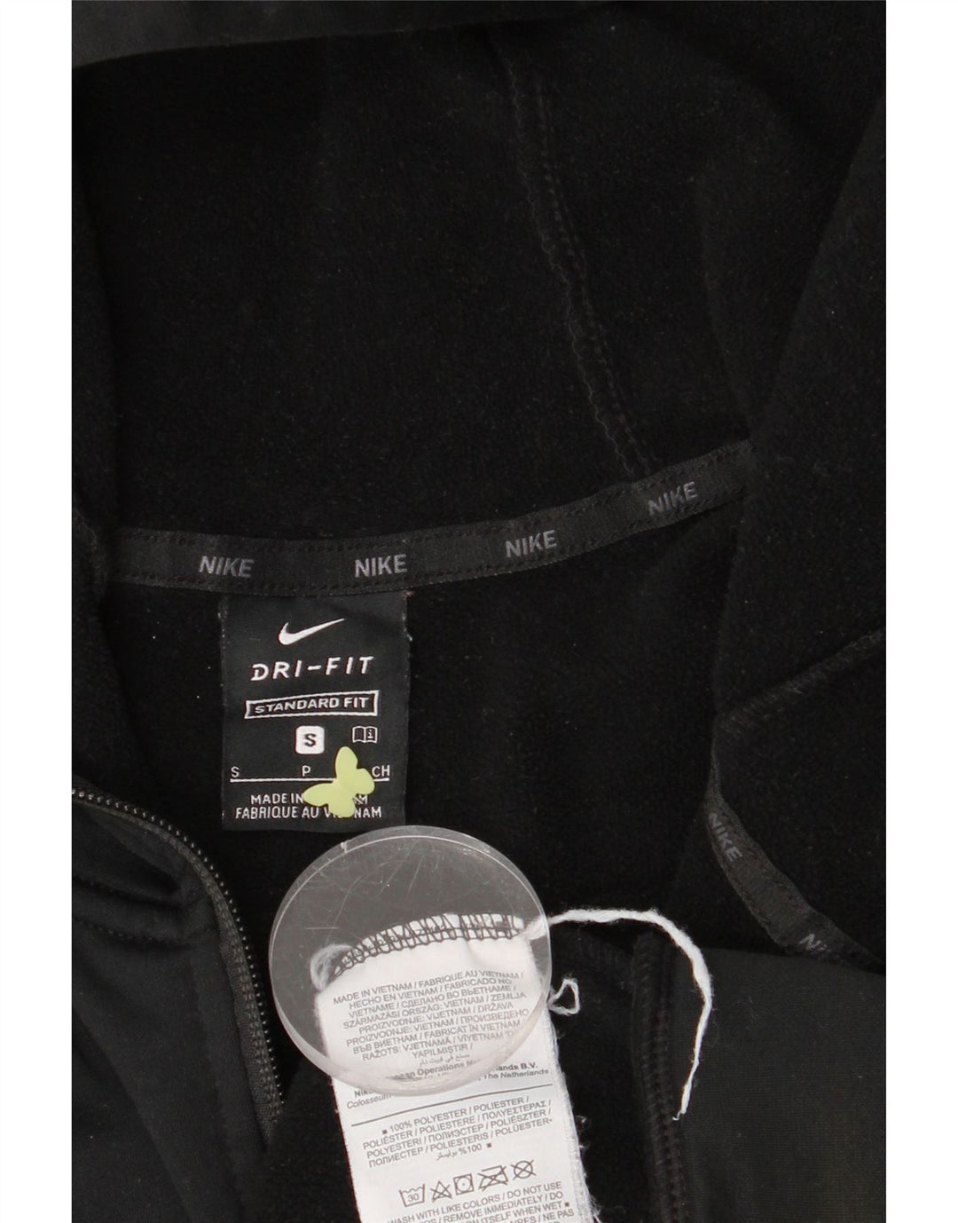 NIKE Mens Dri Fit Standard Fit Zip Hoodie Sweater Small Black Polyester Vintage Nike and Second-Hand Nike from Messina Hembry 