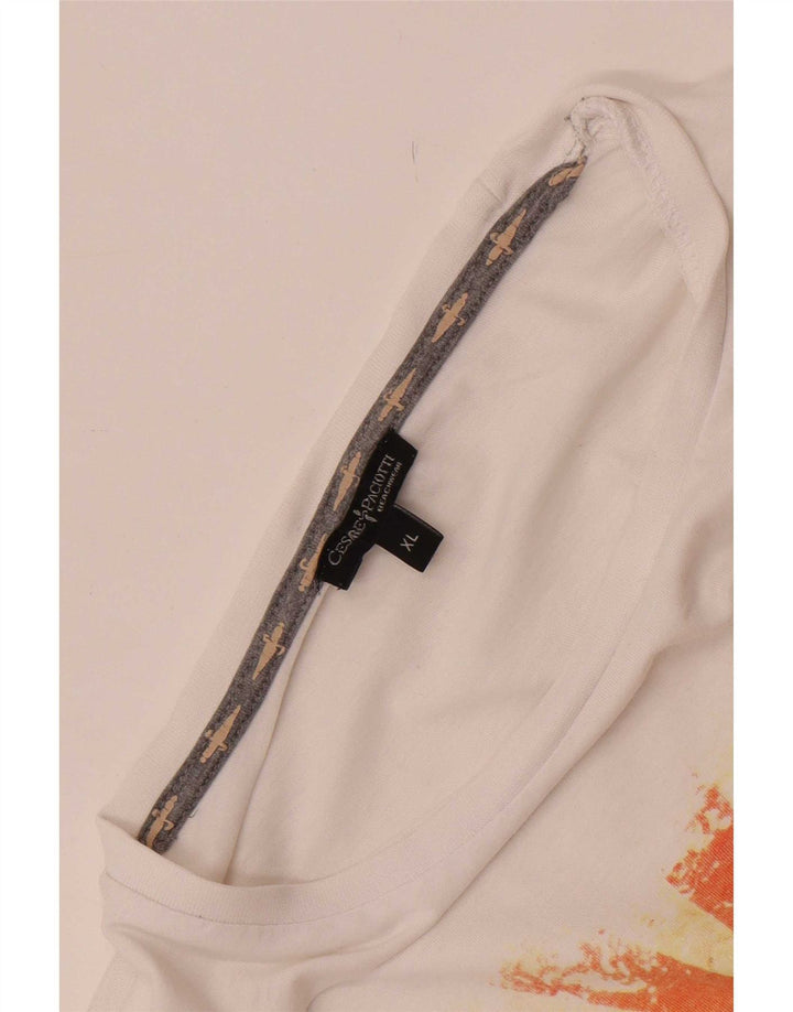 Cesare Paciotti T-shirt graphique pour homme XL Blanc