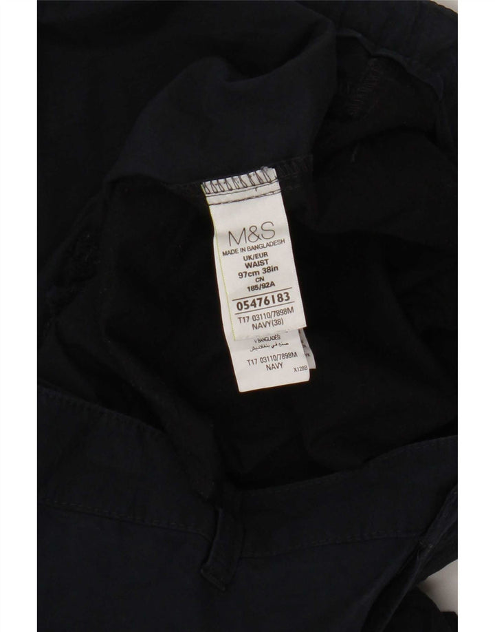 Marks & Spencer Mens Cargo Shorts W38 XL Navy Blue Cotton