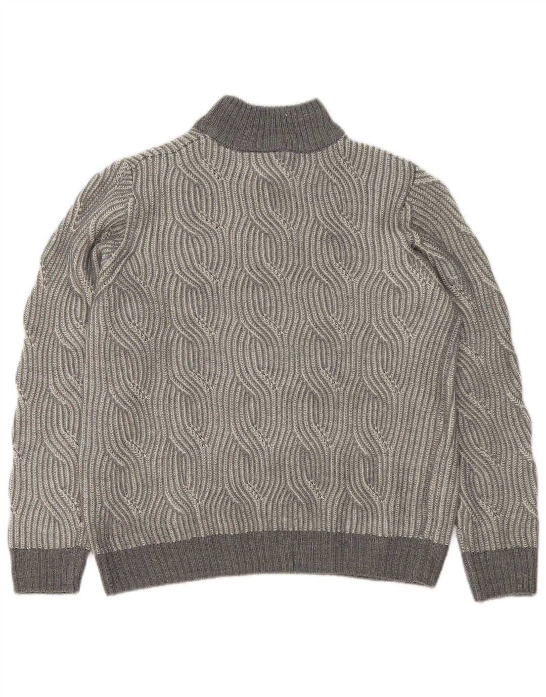 Vintage Mens Turtle Neck Jumper Sweater UK 40/42 Medium Grey Geometric