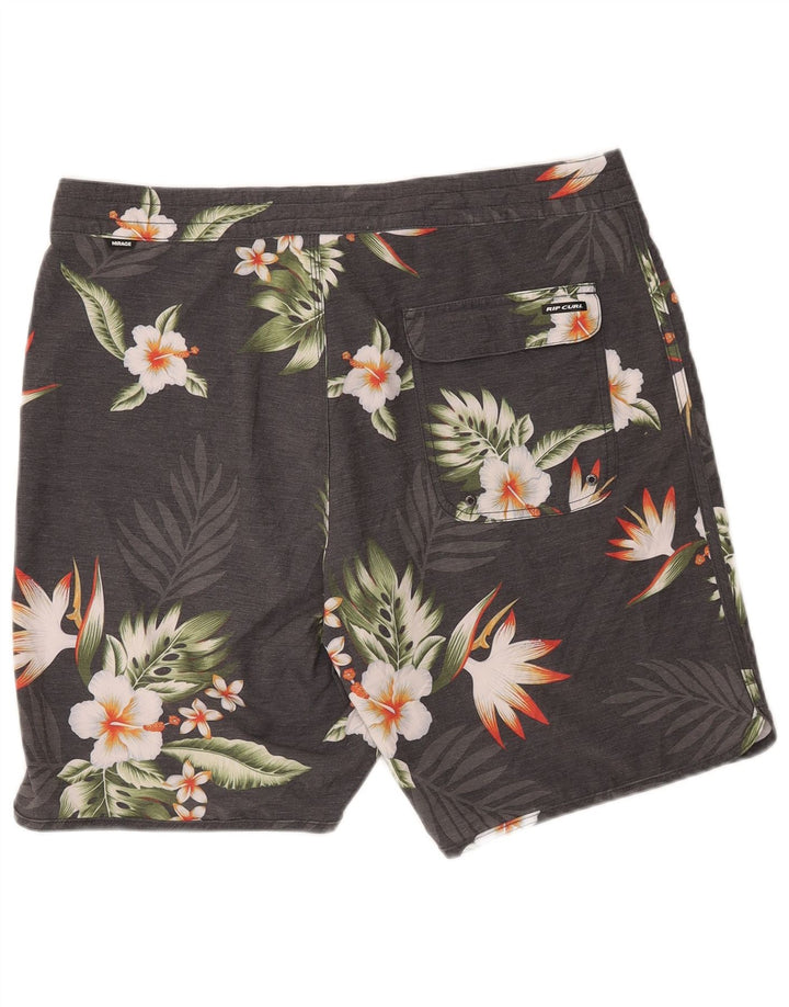 Rip Curl Mens Mirage Swimming Shorts Large  Grey Floral Polyester