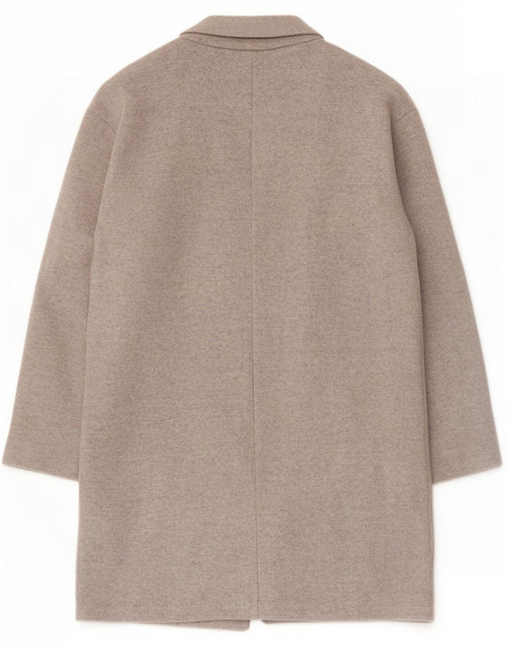 Zara Mujer Abrigo Abierto UK 44 Poliéster Gris Medio