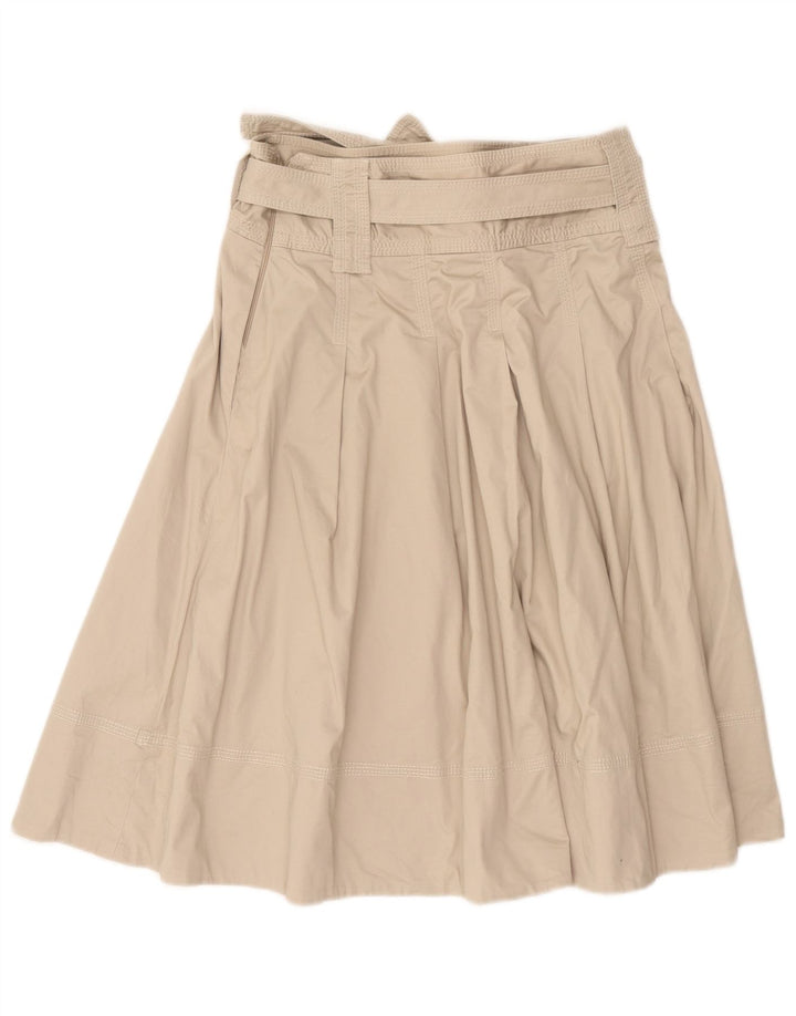 Zara Kvinder plisseret A-linje nederdel Medium W28 Beige Bomuld