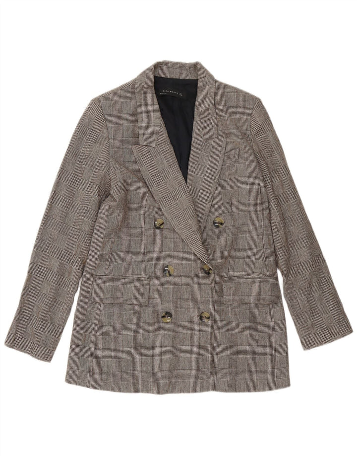 Giacca blazer doppiopetto da donna ZARA UK 14 pied de poule grigio medio