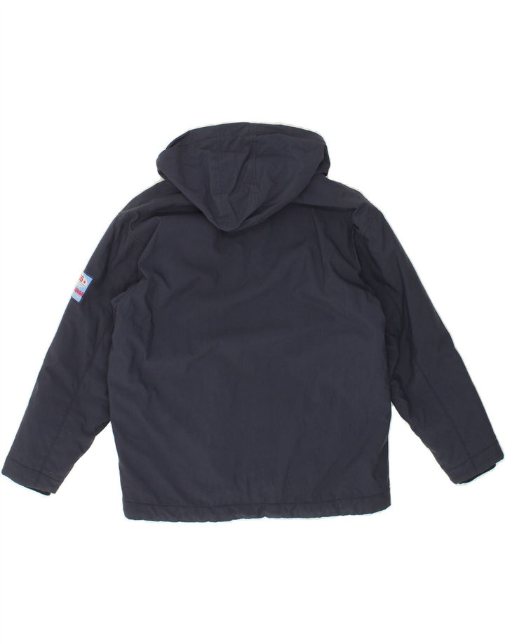 ASICS Boys Hooded Windbreaker Jacket 11-12 Years Navy Blue Nylon Vintage Asics and Second-Hand Asics from Messina Hembry 