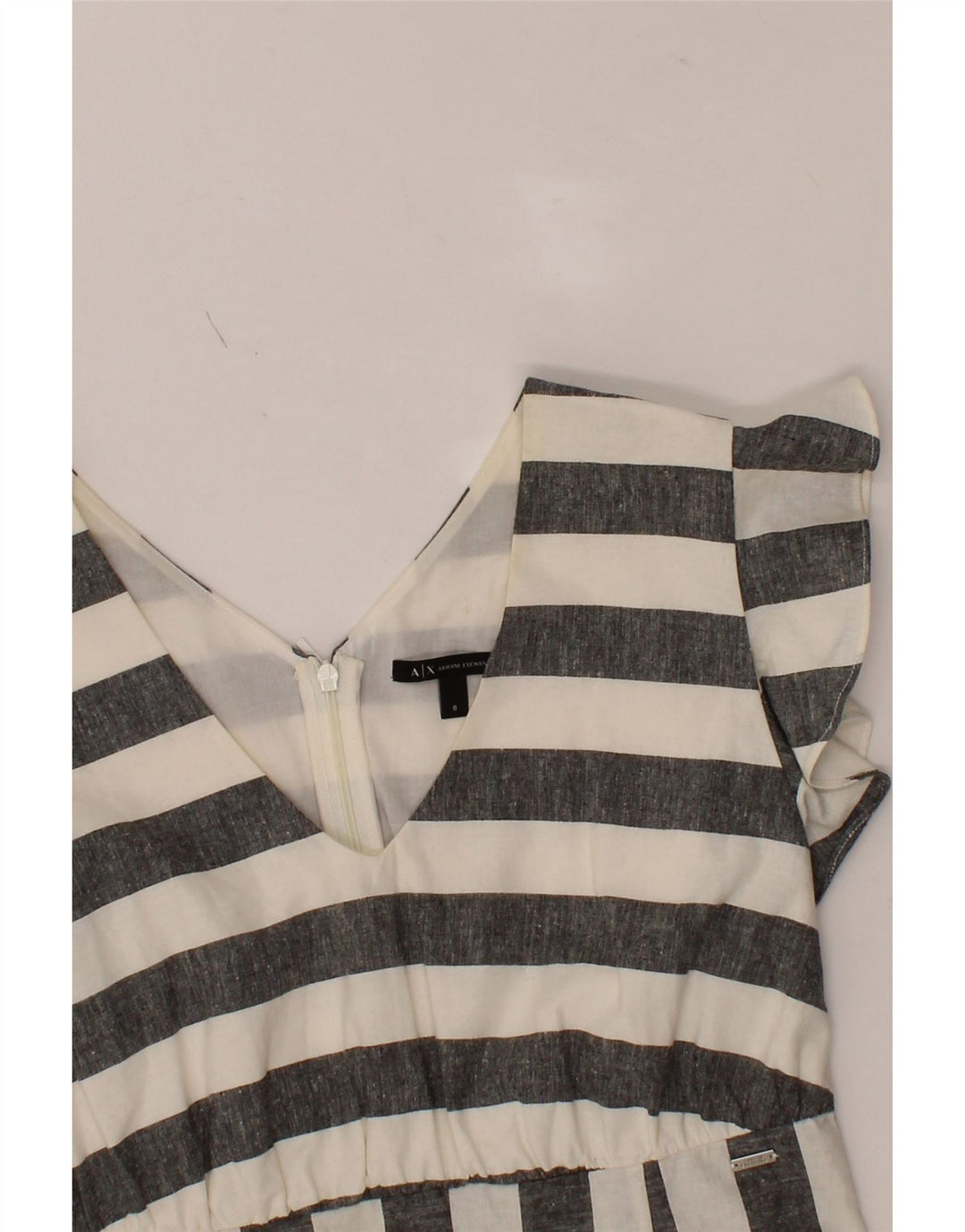 ARMANI EXCHANGE Womens Shift Dress US 8 Medium Grey Striped Cotton Vintage Armani Exchange and Second-Hand Armani Exchange from Messina Hembry 