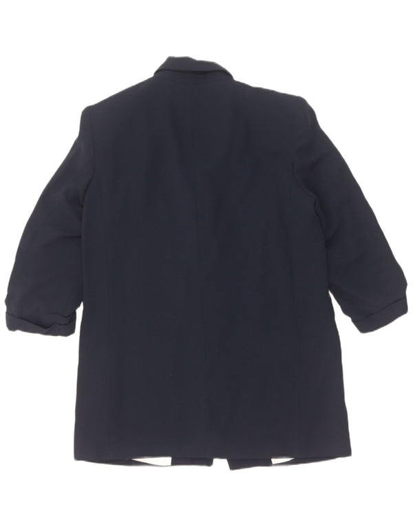 Zara Chaqueta tipo blazer abierta con manga 3/4 para mujer UK 44 Poliéster azul marino mediano