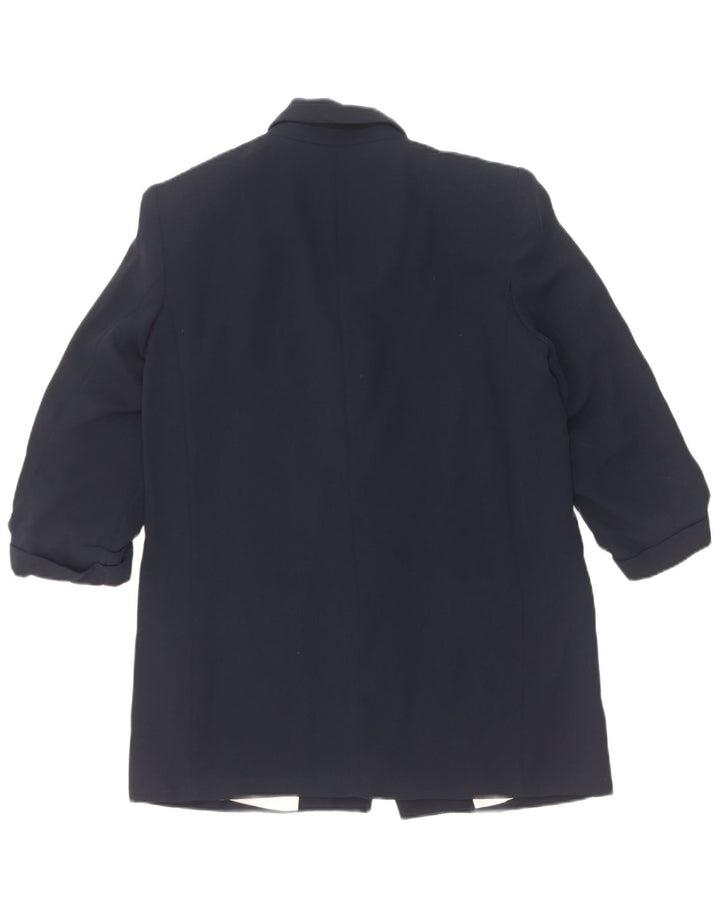 Zara Chaqueta tipo blazer abierta con manga 3/4 para mujer UK 44 Poliéster azul marino mediano