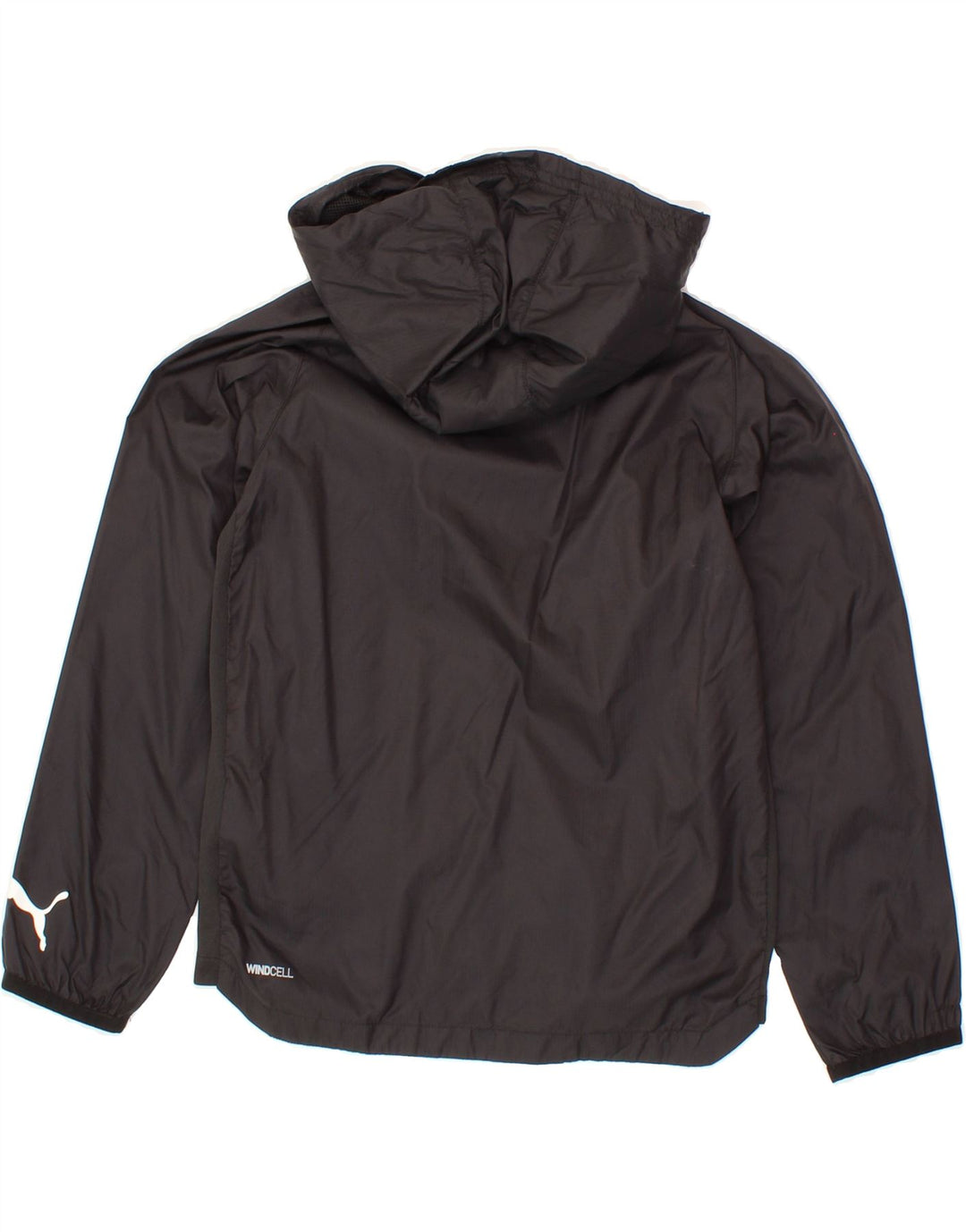 PUMA Boys Graphic Hooded Windbreaker Jacket 7-8 Years Small Black Nylon Vintage Puma and Second-Hand Puma from Messina Hembry 