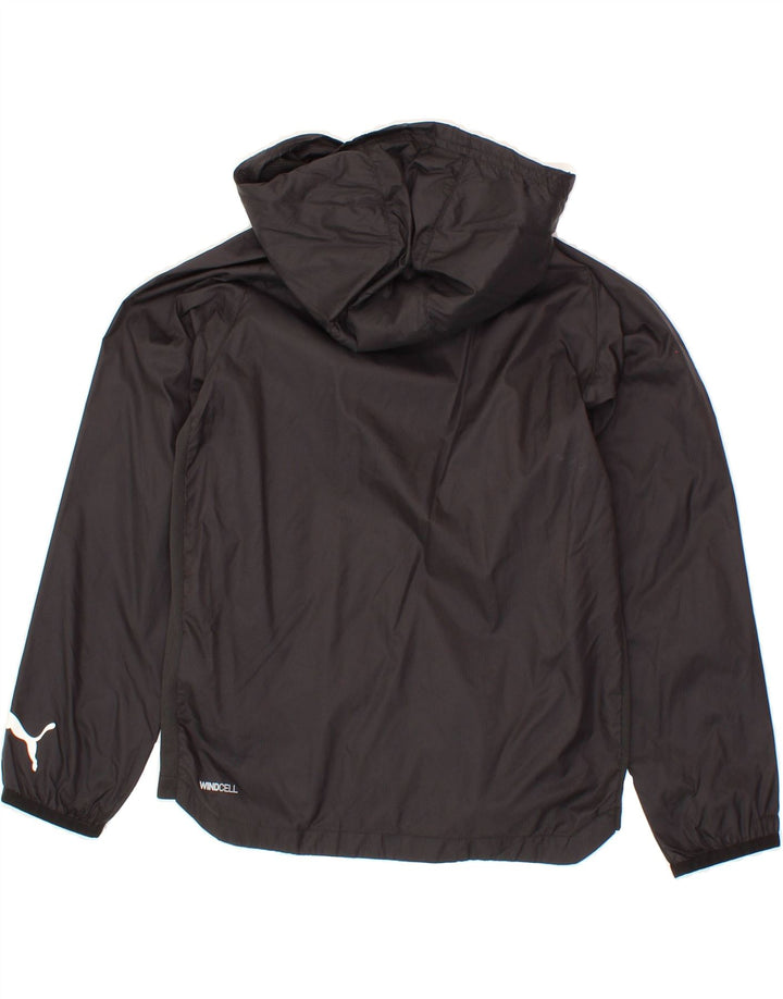 PUMA Boys Graphic Hooded Windbreaker Jacket 7-8 Years Small Black Nylon Vintage Puma and Second-Hand Puma from Messina Hembry 