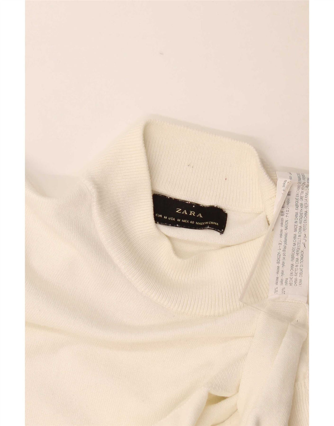 Zara Herre Turtle Neck Jumper Sweater Medium Beige Viscose
