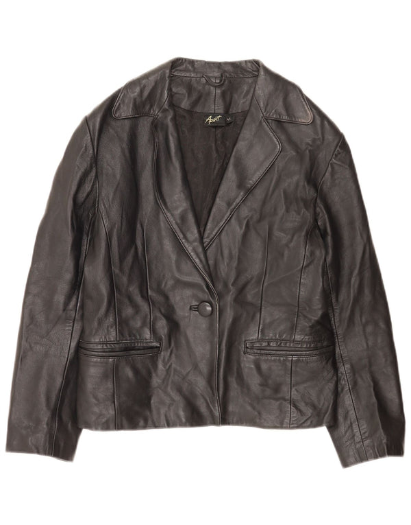 Apart Womens 1 Button Leather Blazer Jacket IT 44 Medium Black