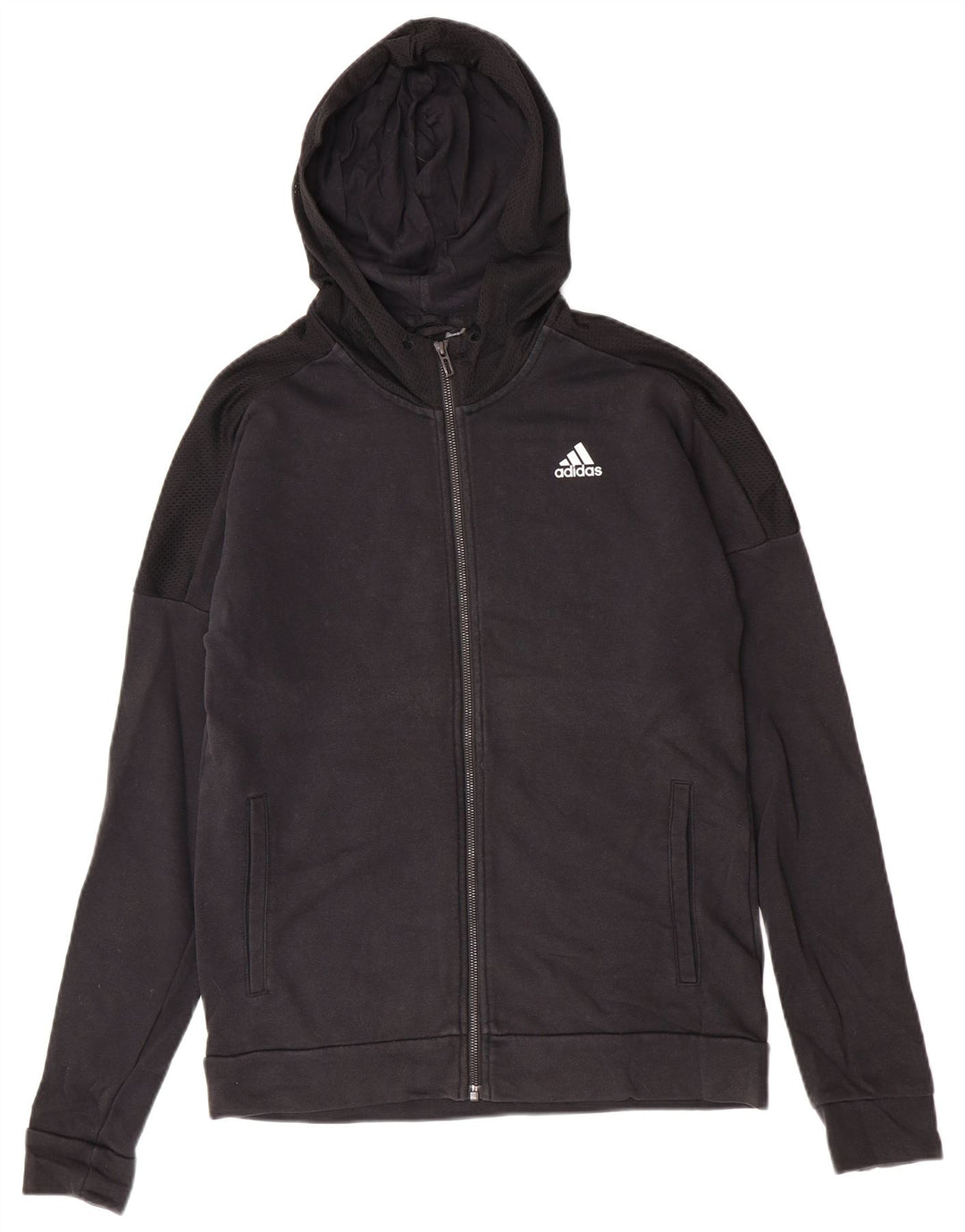 Adidas Mens Zip Hoodie Sweater Medium Black Cotton