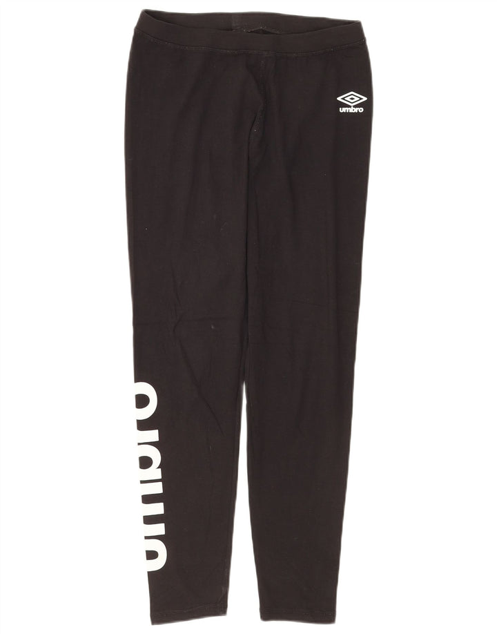 UMBRO Womens Crop Graphic Leggings UK 12 Medium  Black Cotton